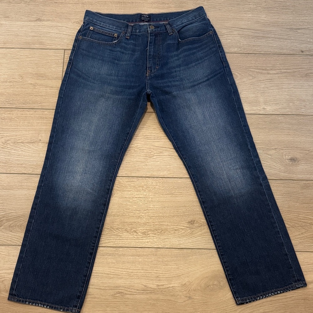 J.Crew Men’s Straight Fit Jeans 33x32 Dark Wash Denim